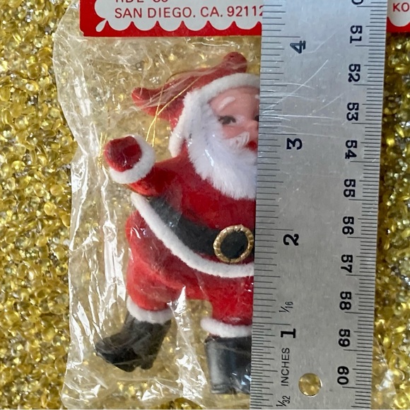 Awesome Vintage Flocked Santa NIP - Picture 5 of 6